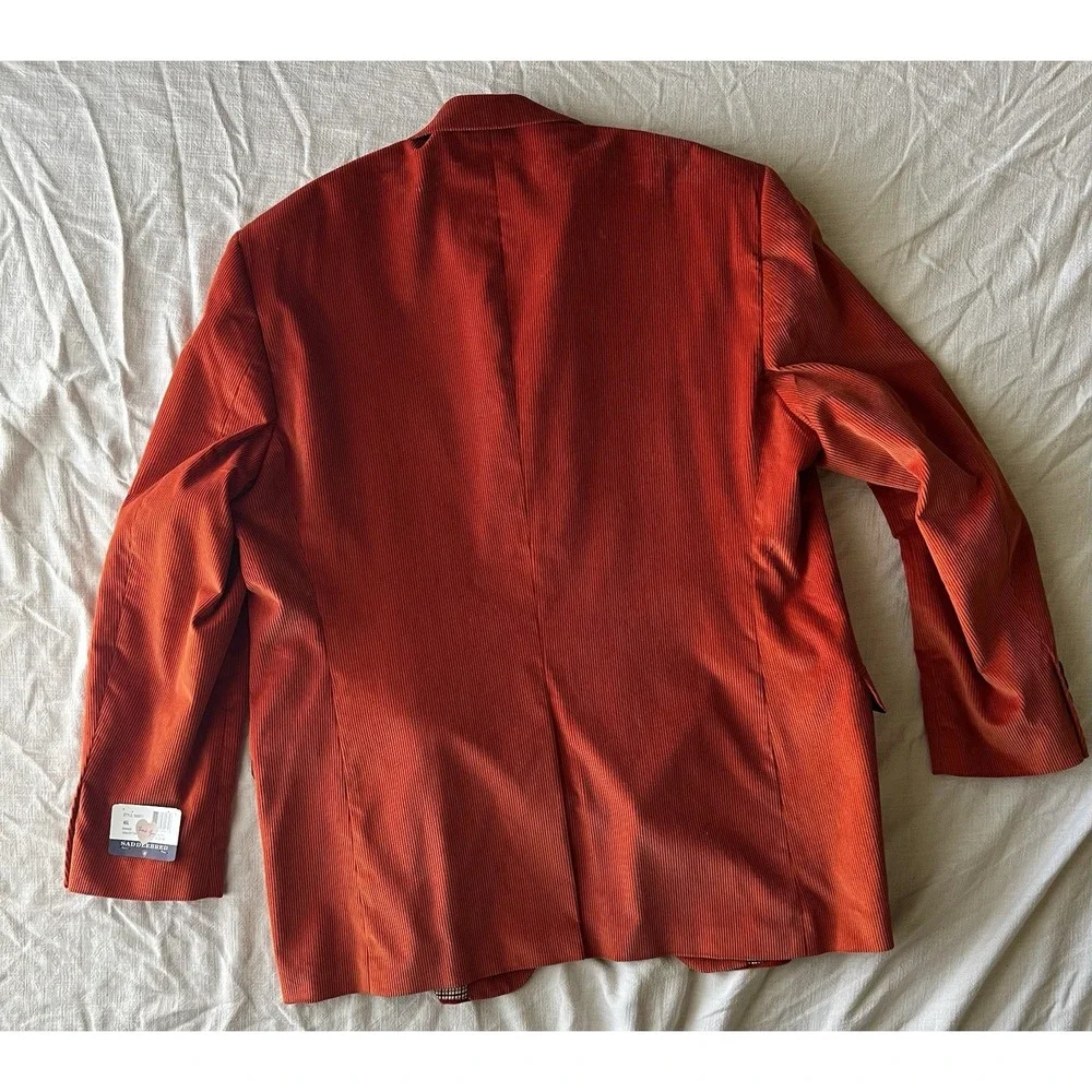 Saddlebred Orange Corduroy Blazer 46L Long Fit 2-Button Notch Lapel